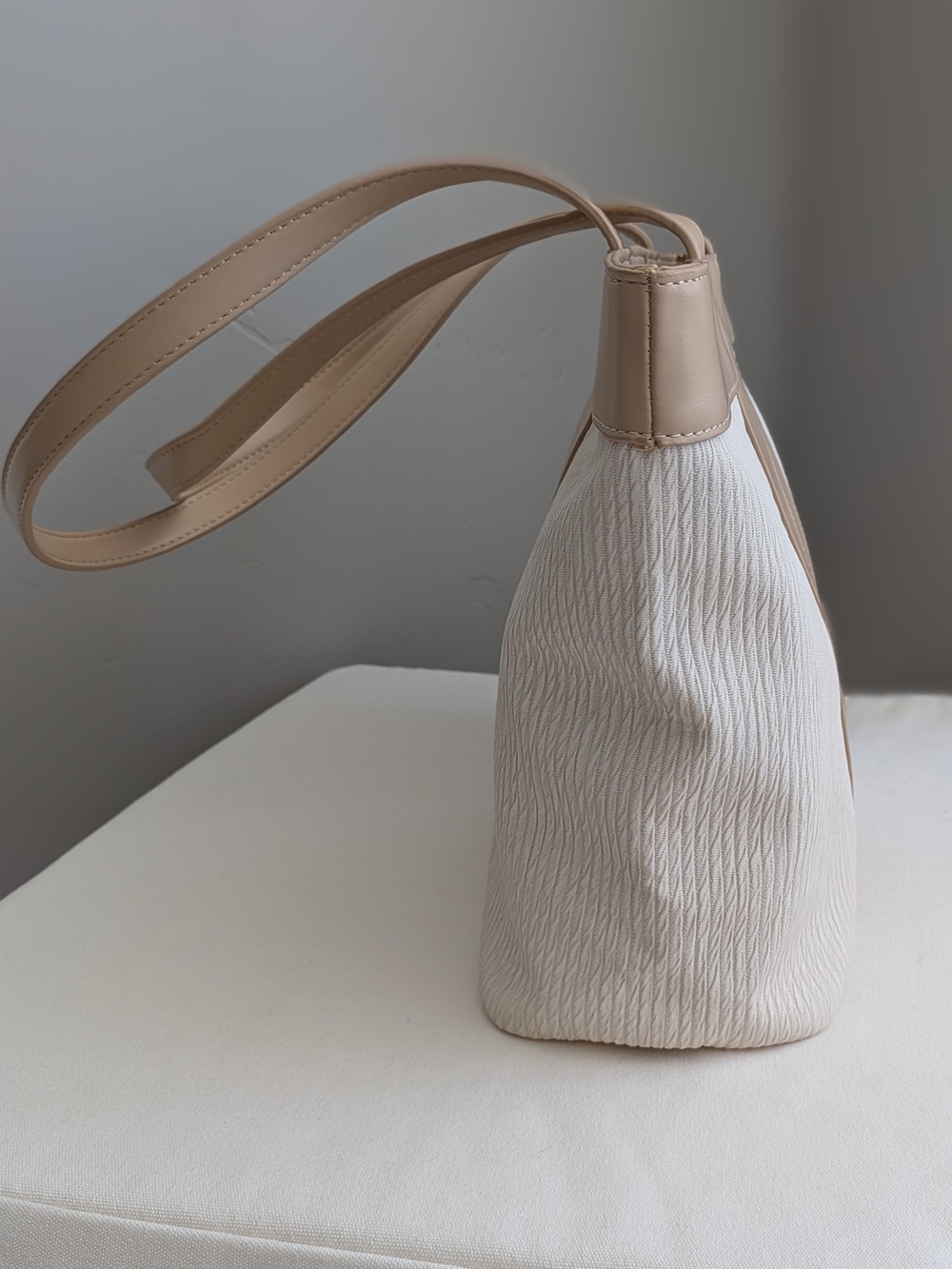 Neutral Cream & Tan Shoulder Tote Bag - Sleek Everyday Carry - Picture 5 of 10